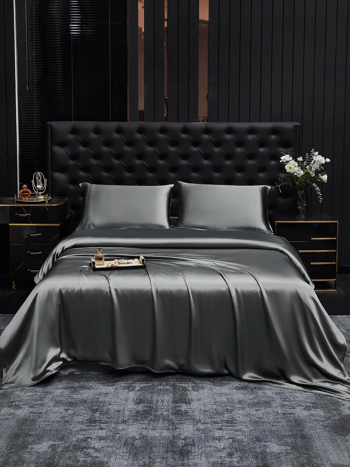 19Momme 4Pcs Silk Set Duvet Cover+Flat Sheet+2x Pillowcases - Image 89