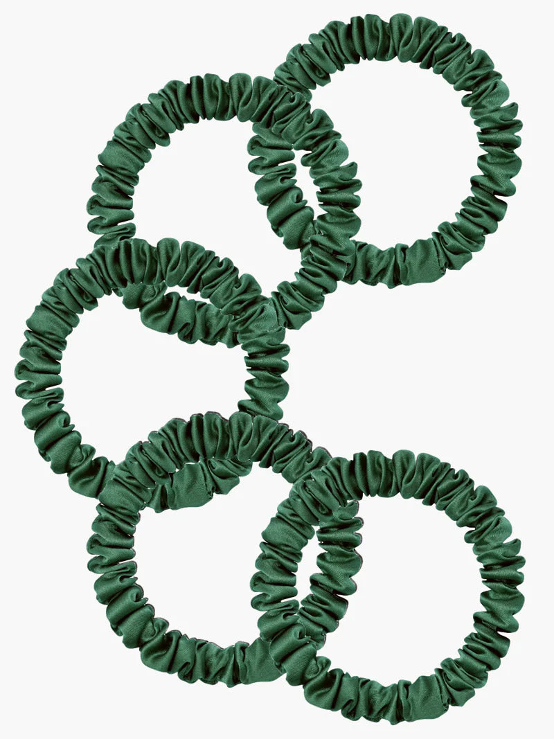 5Pcs Bundle Pure Silk Skinny Hair Scrunchies - 1cm - Image 18