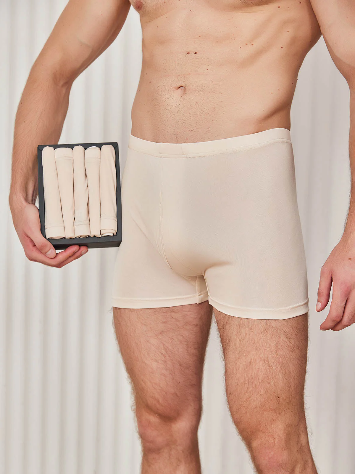 5Pcs Pure Silk Men‘s Boxer Briefs with Fly Opening - Image 7