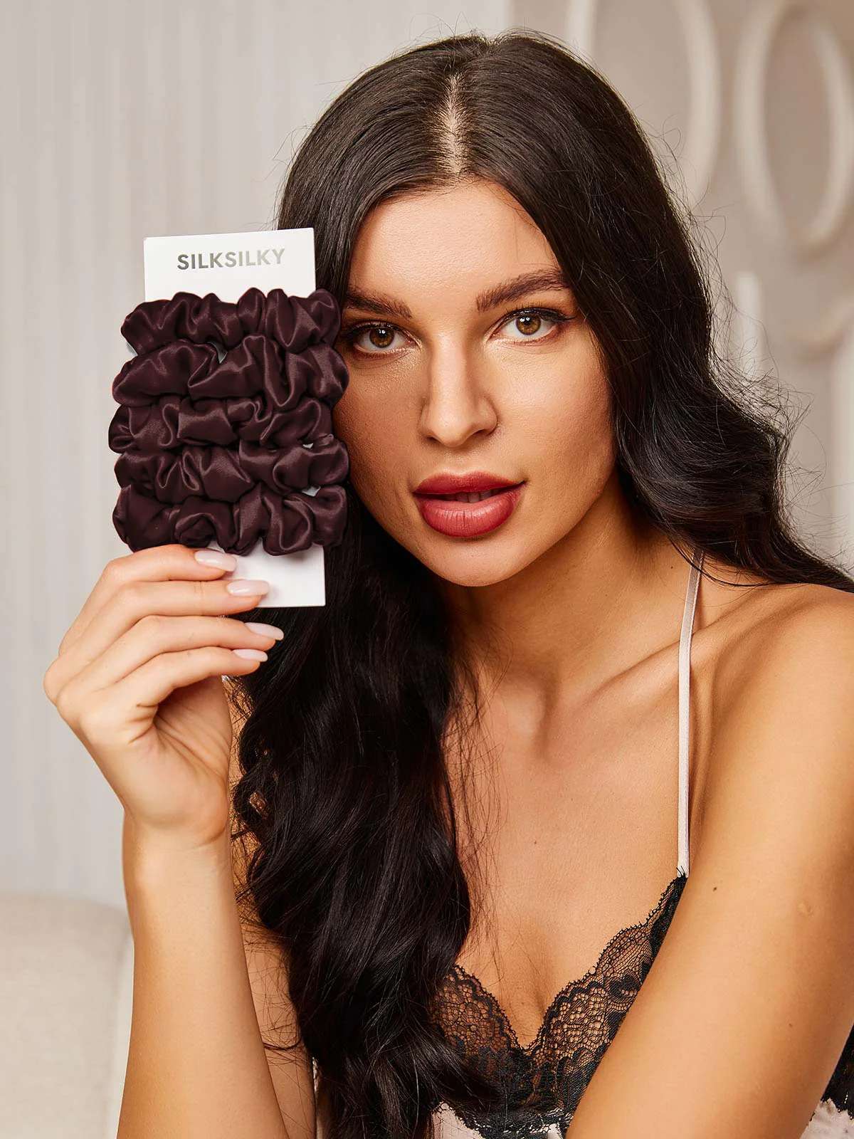 5Pcs Bundle Pure Silk Classic Hair Scrunchies - 2cm - Image 43