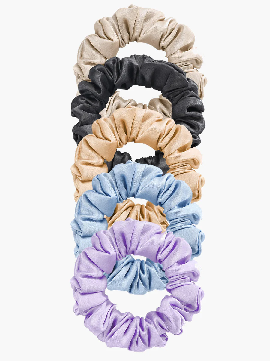 5Pcs Bundle Pure Silk Classic Hair Scrunchies - 2cm - Image 5