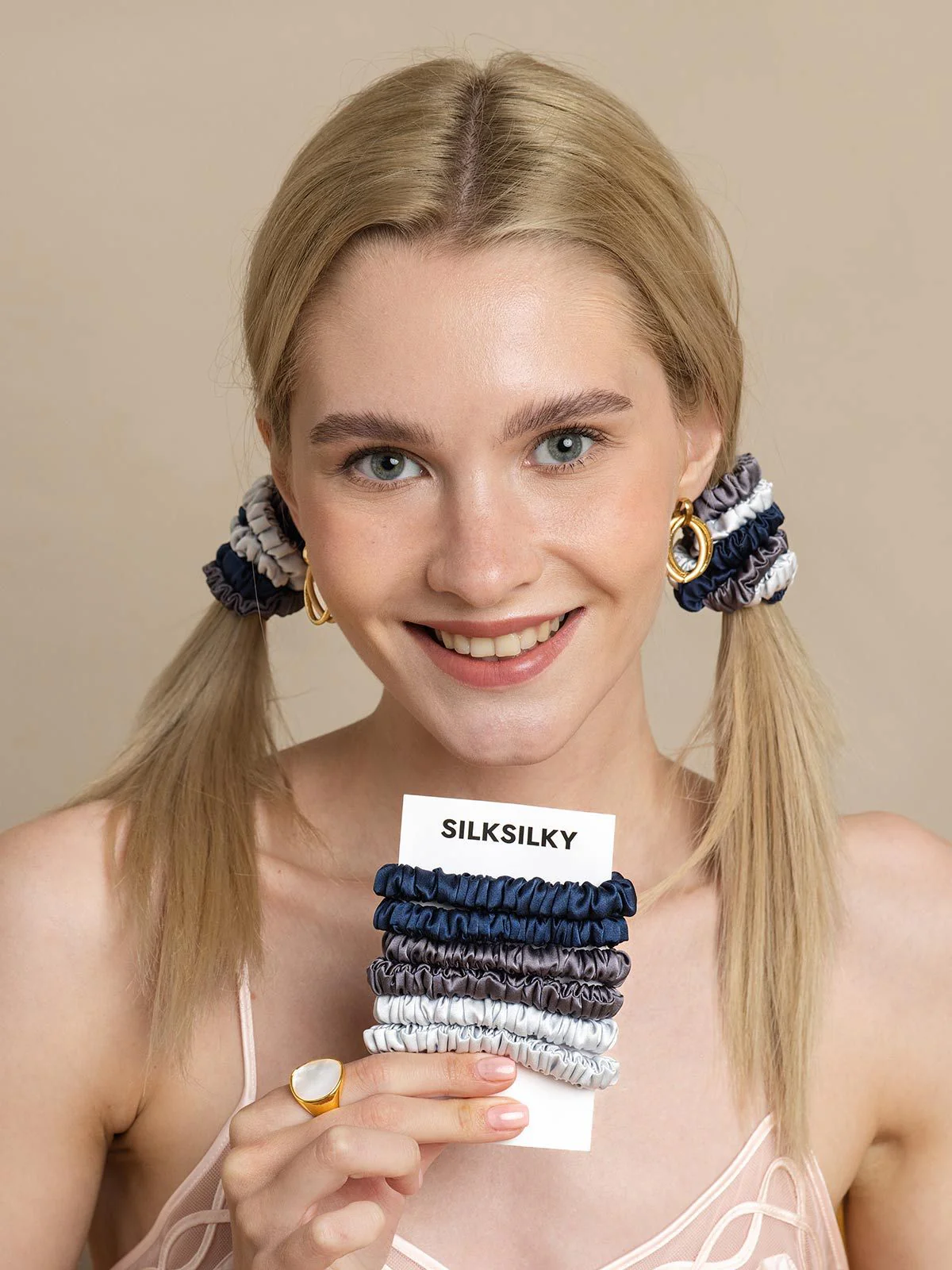 6Pcs Pure Silk Scrunchies-Regular - 1cm - Image 17