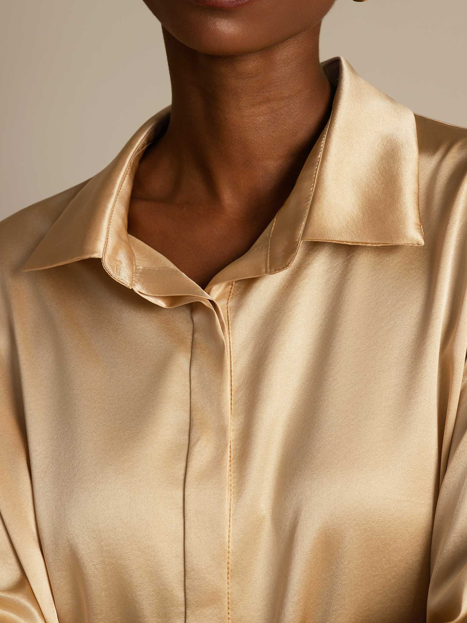 Clearance - 19Momme Silk Long Sleeve Lapel Collar Women's Shirt - Image 16