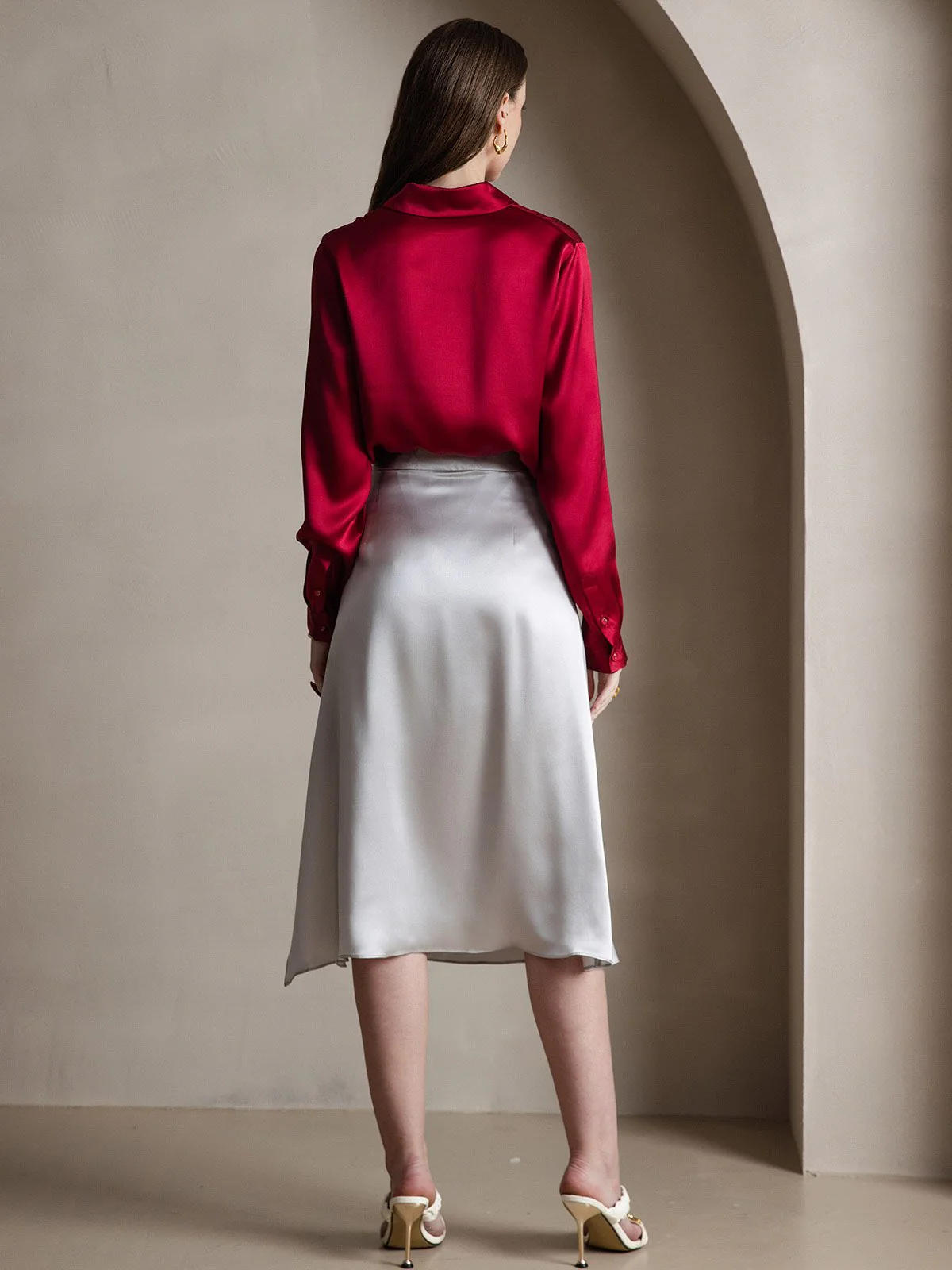 Clearance - 19Momme Silk Long Sleeve Lapel Collar Women's Shirt - Image 23