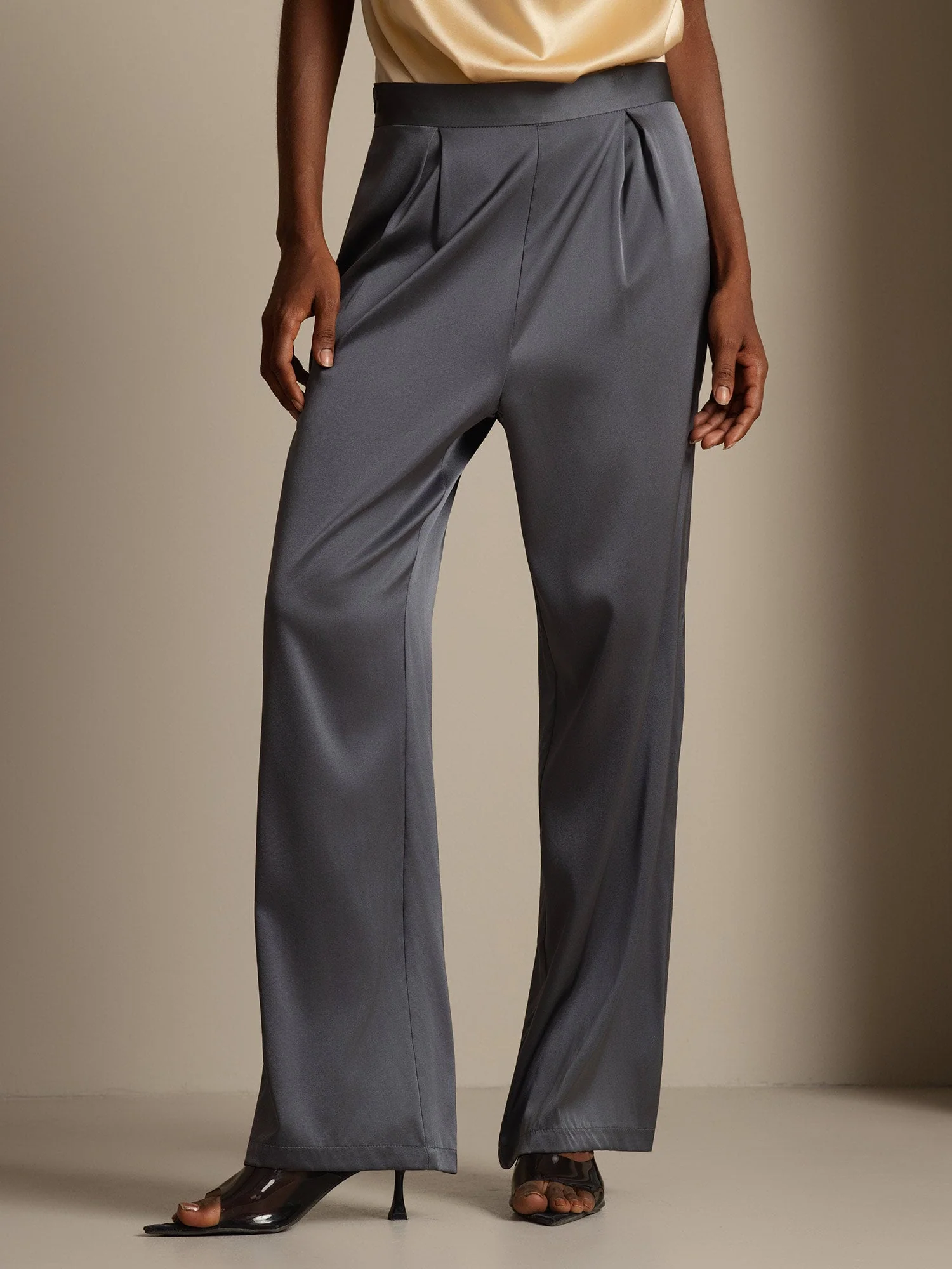 19Momme Silk High Waist Wide Leg Women's Pants - Image 11