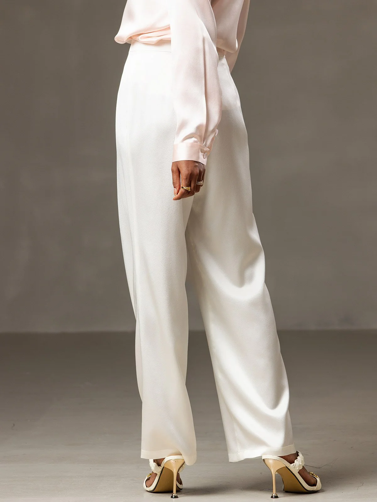 19Momme Silk High Waist Wide Leg Women's Pants - Image 2