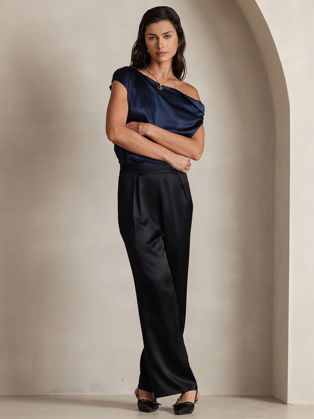 19Momme Silk High Waist Wide Leg Women's Pants - Image 29