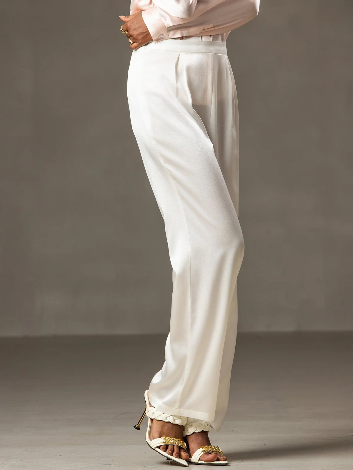19Momme Silk High Waist Wide Leg Women's Pants - Image 5