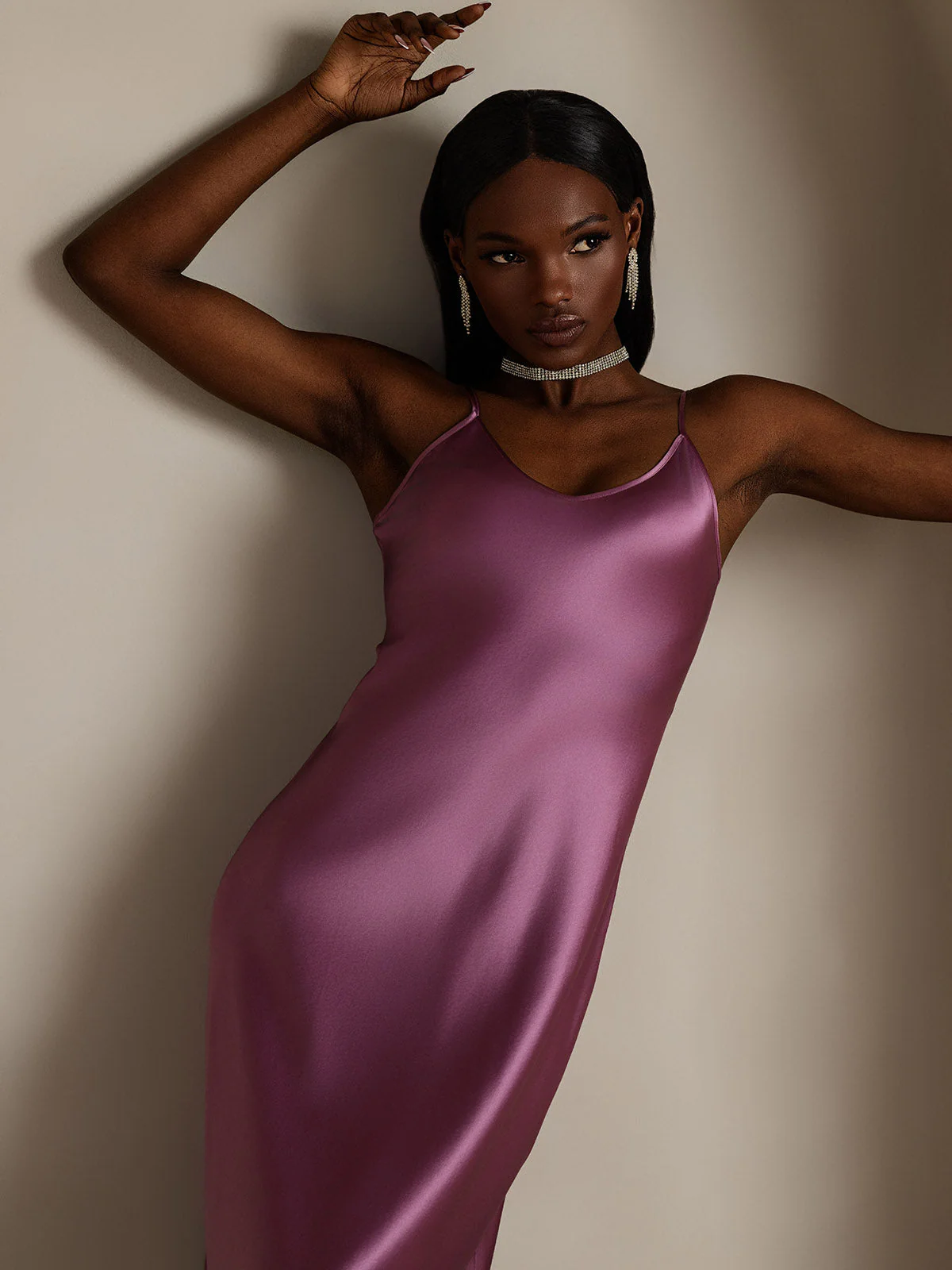 Pure Silk Spaghetti Strap V-neck Midi Nightgown - Image 15