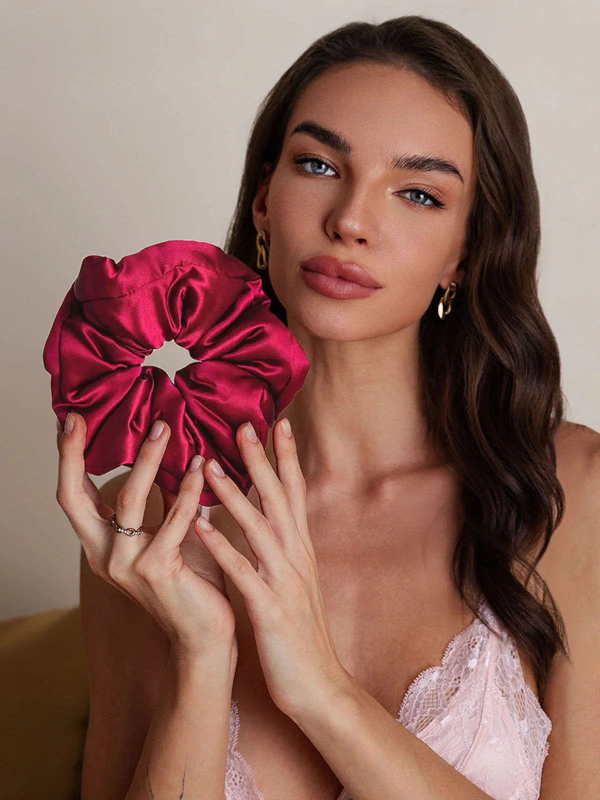 Pure Silk Soft Oversized Hair Scrunchie - 8cm - Image 2