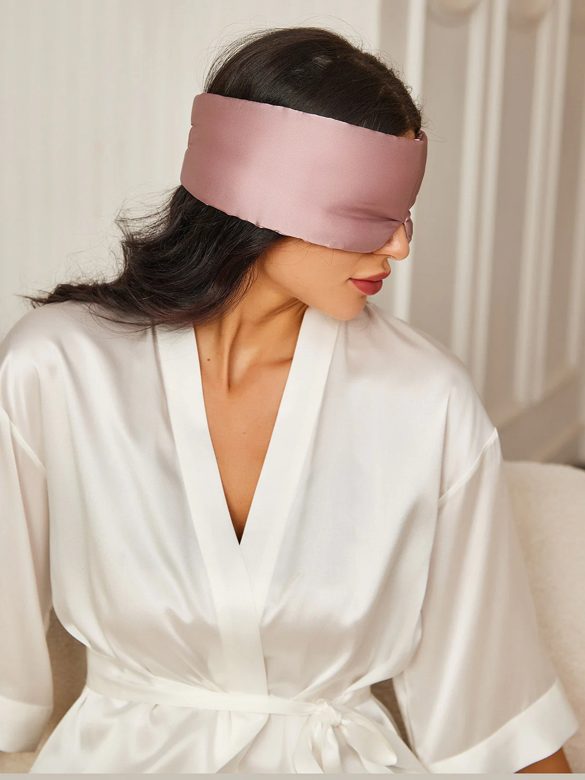 Adjustable Velcro Wrap-Around Silk Sleep Eye Mask - Image 19
