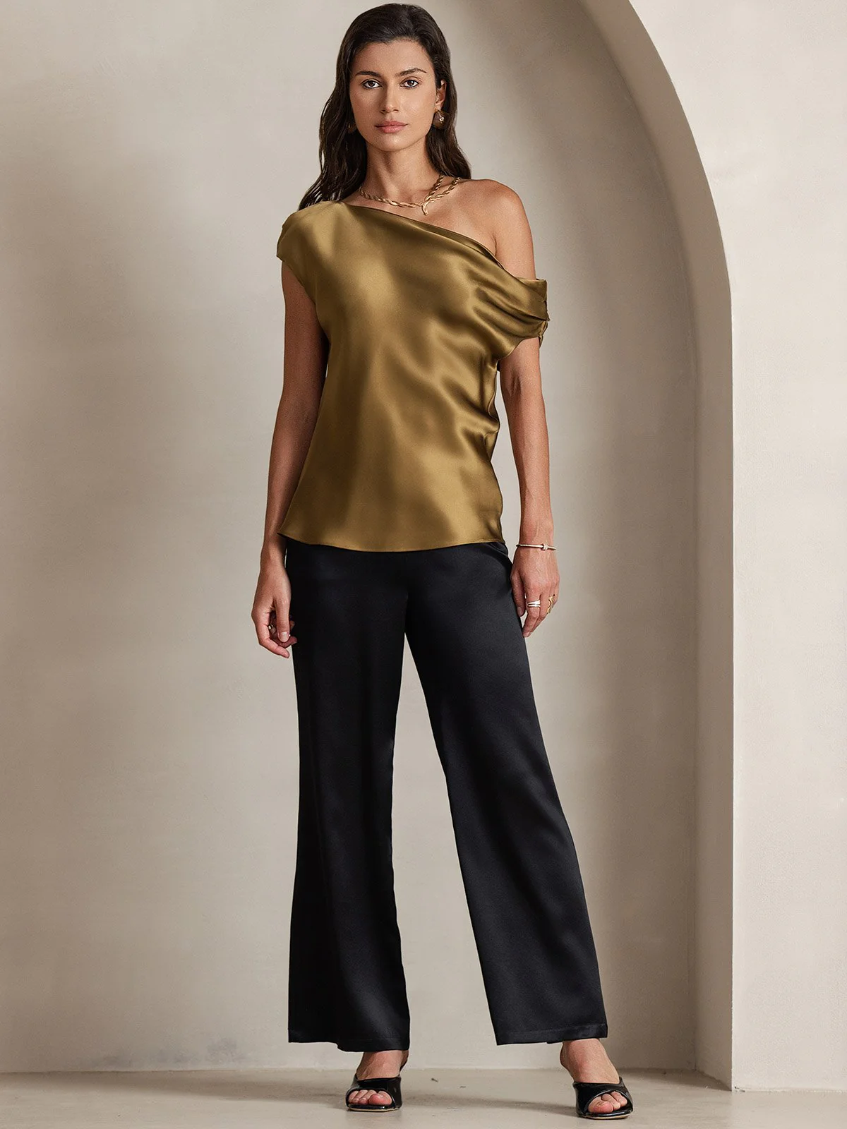 19Momme Silk High Waist Boot Cut Women's Pants - Image 12