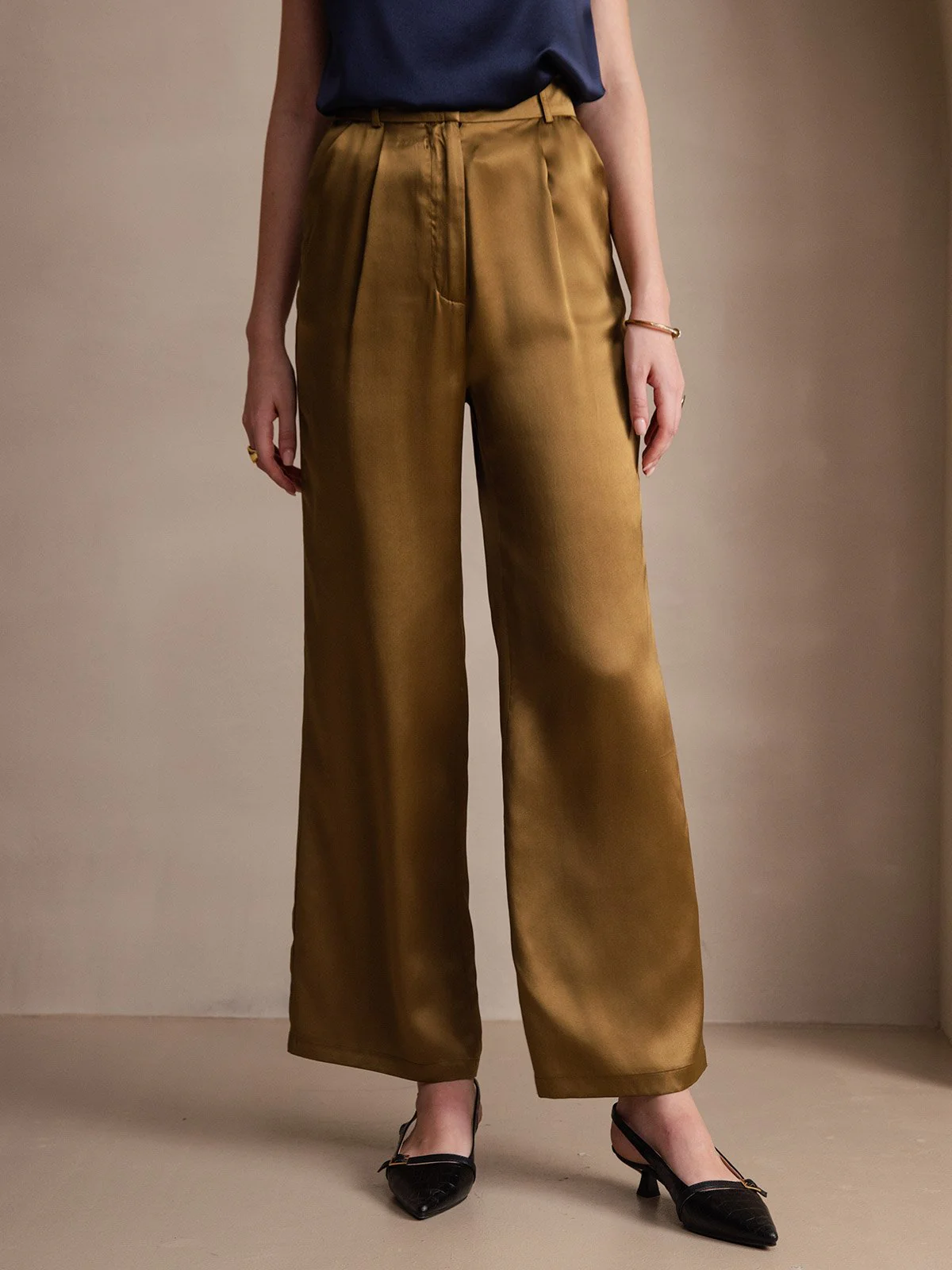 19Momme Silk High Waist Boot Cut Women's Pants - Image 5
