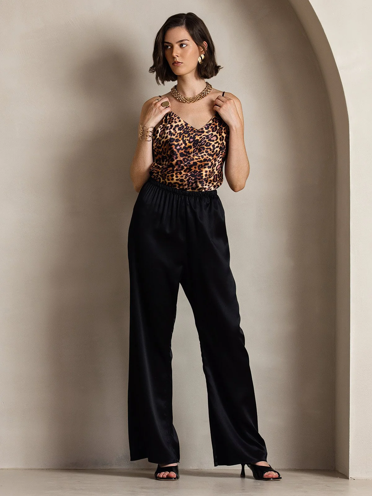 19Momme Silk Wide Leg Women's Pants with Elastic Waist Design - Image 11
