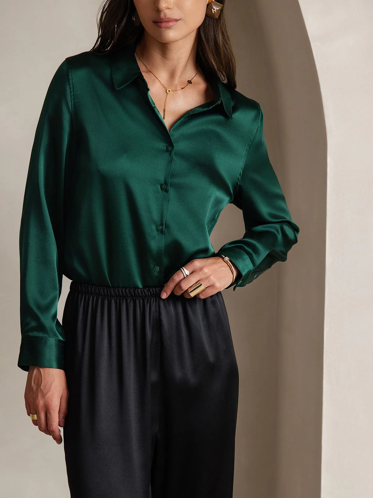 19Momme Silk Wide Leg Women's Pants with Elastic Waist Design - Image 16