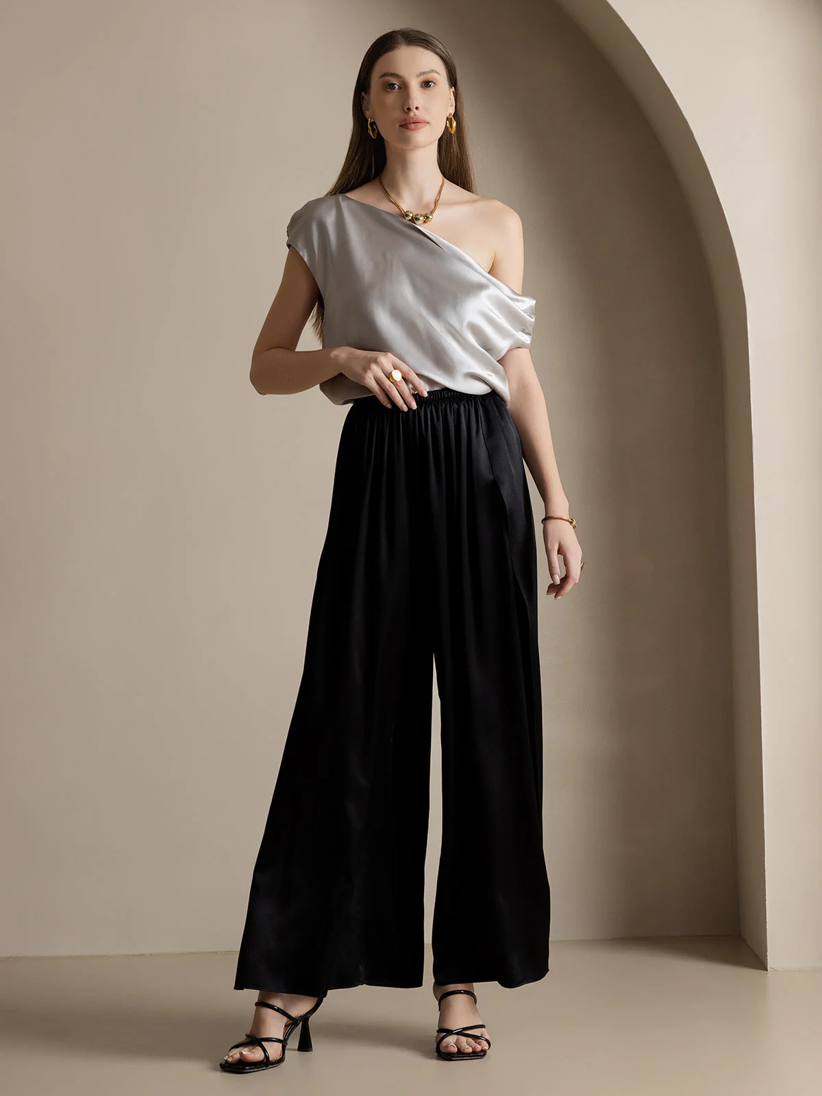 19Momme Silk Fashionable High-Slit Pants - Image 20