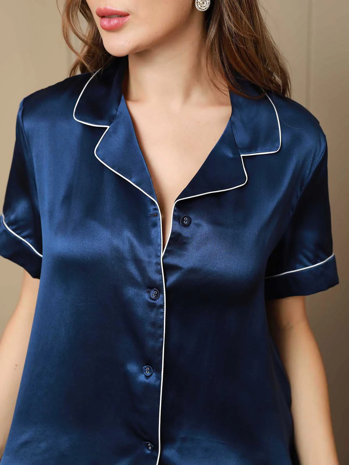 Women's Pure Silk Short Sleeve Pajamas Set - Image 14