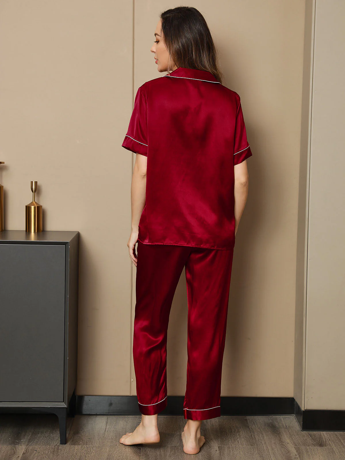 Women's Pure Silk Short Sleeve Pajamas Set - Image 23
