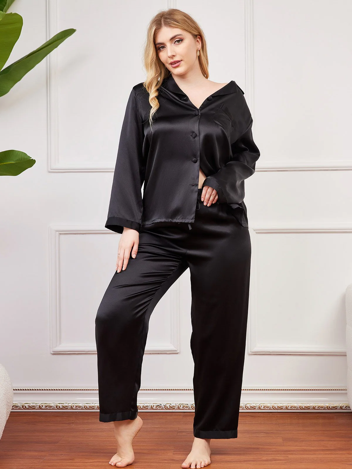 Clearance(US Warehouse) - Plus Size Pure Silk Button-Up Women’s Pajamas - Image 3