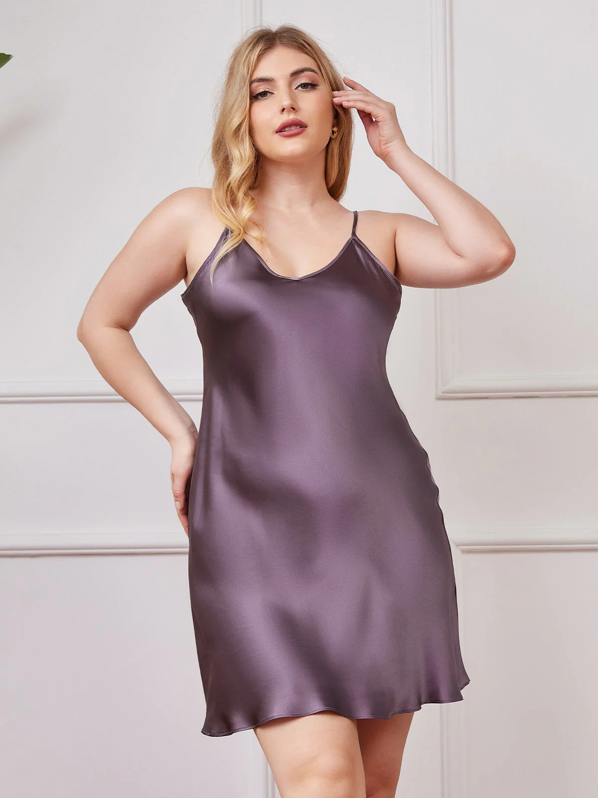 Plus Size Pure Silk Sexy Chemise Slip Nightgown - Image 19