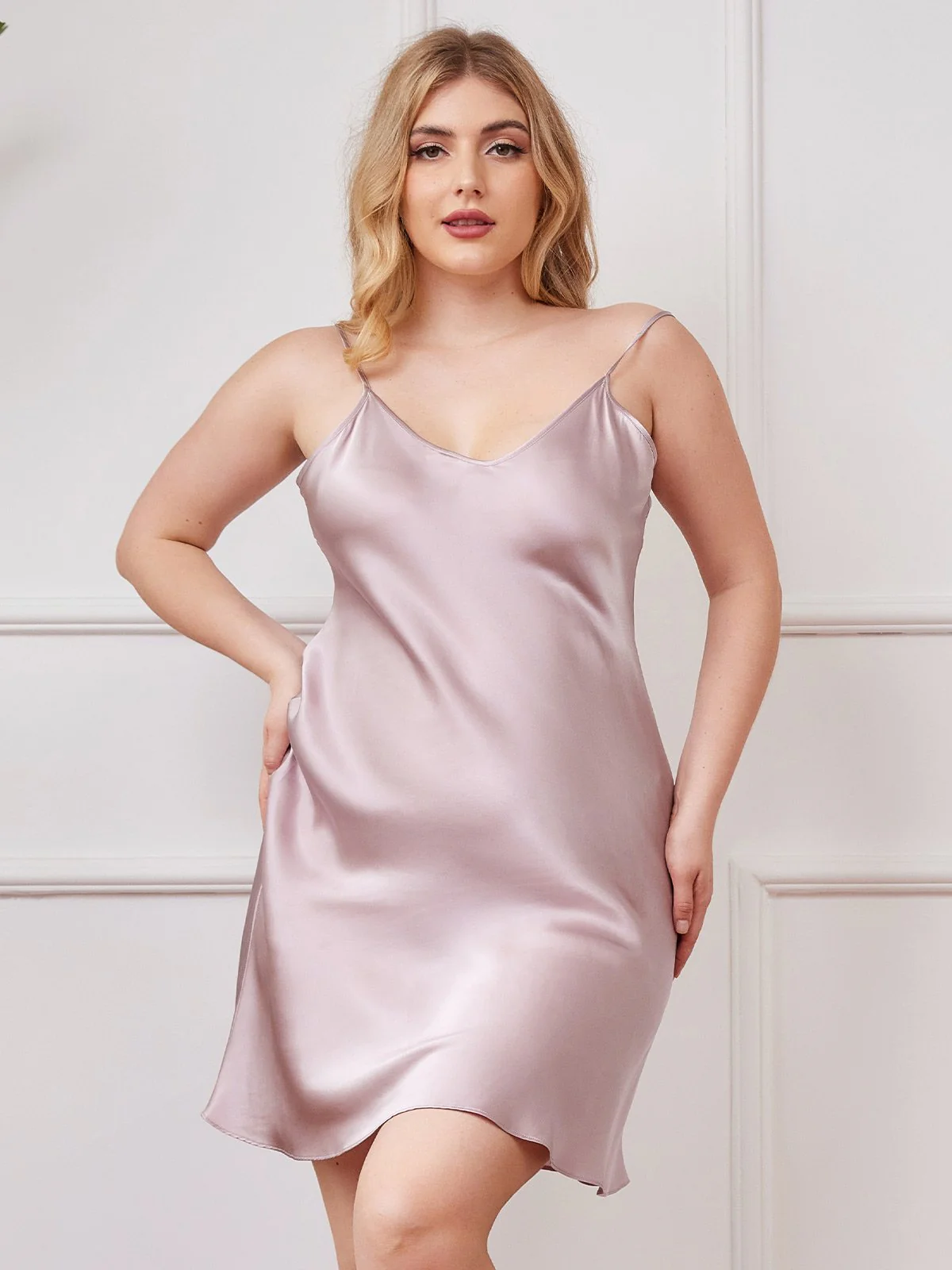 Plus Size Pure Silk Sexy Chemise Slip Nightgown - Image 22