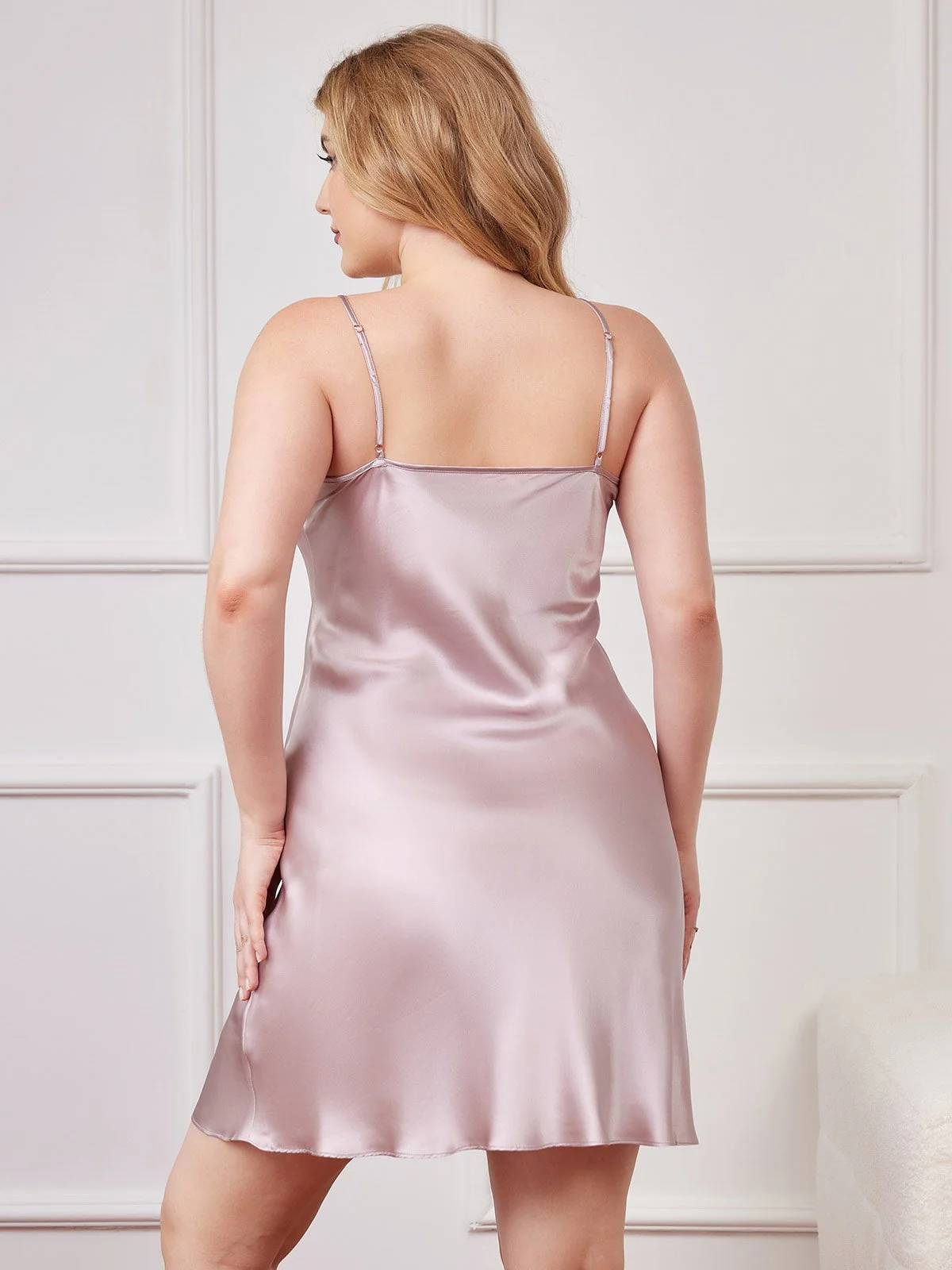 Plus Size Pure Silk Sexy Chemise Slip Nightgown - Image 23
