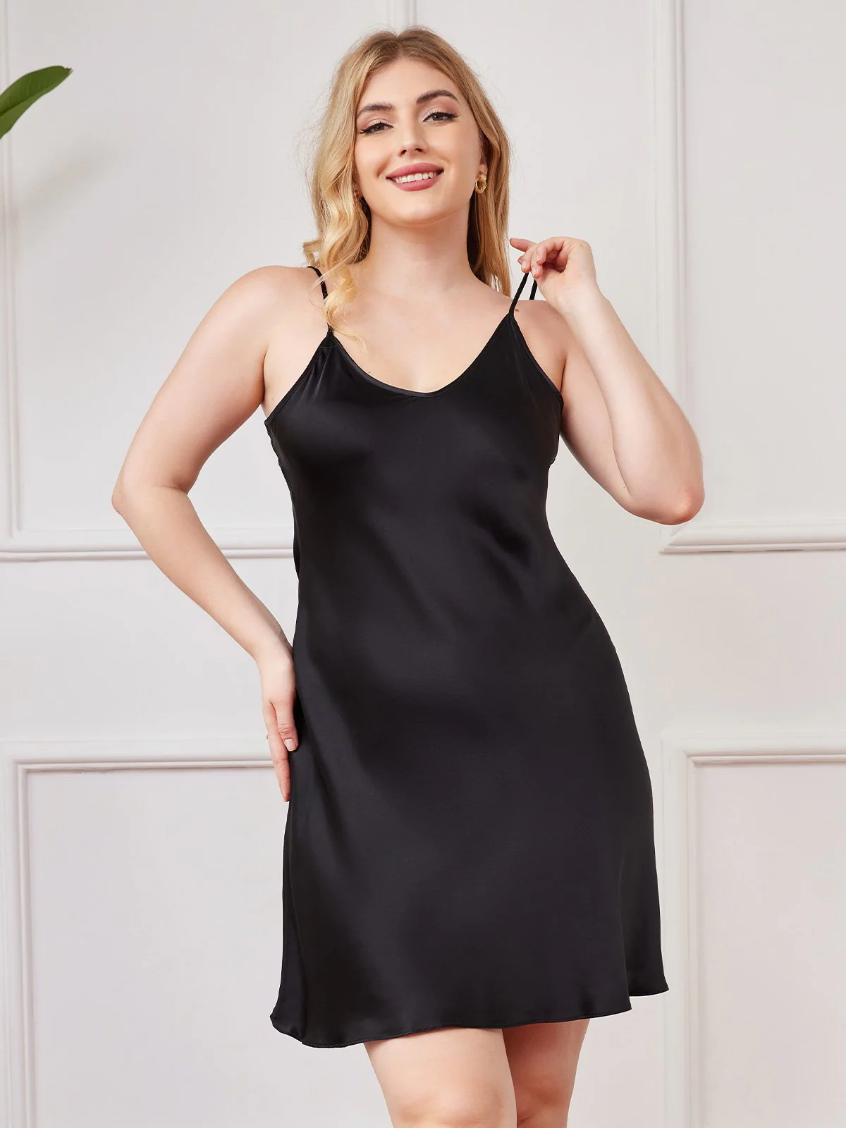 Plus Size Pure Silk Sexy Chemise Slip Nightgown - Image 7