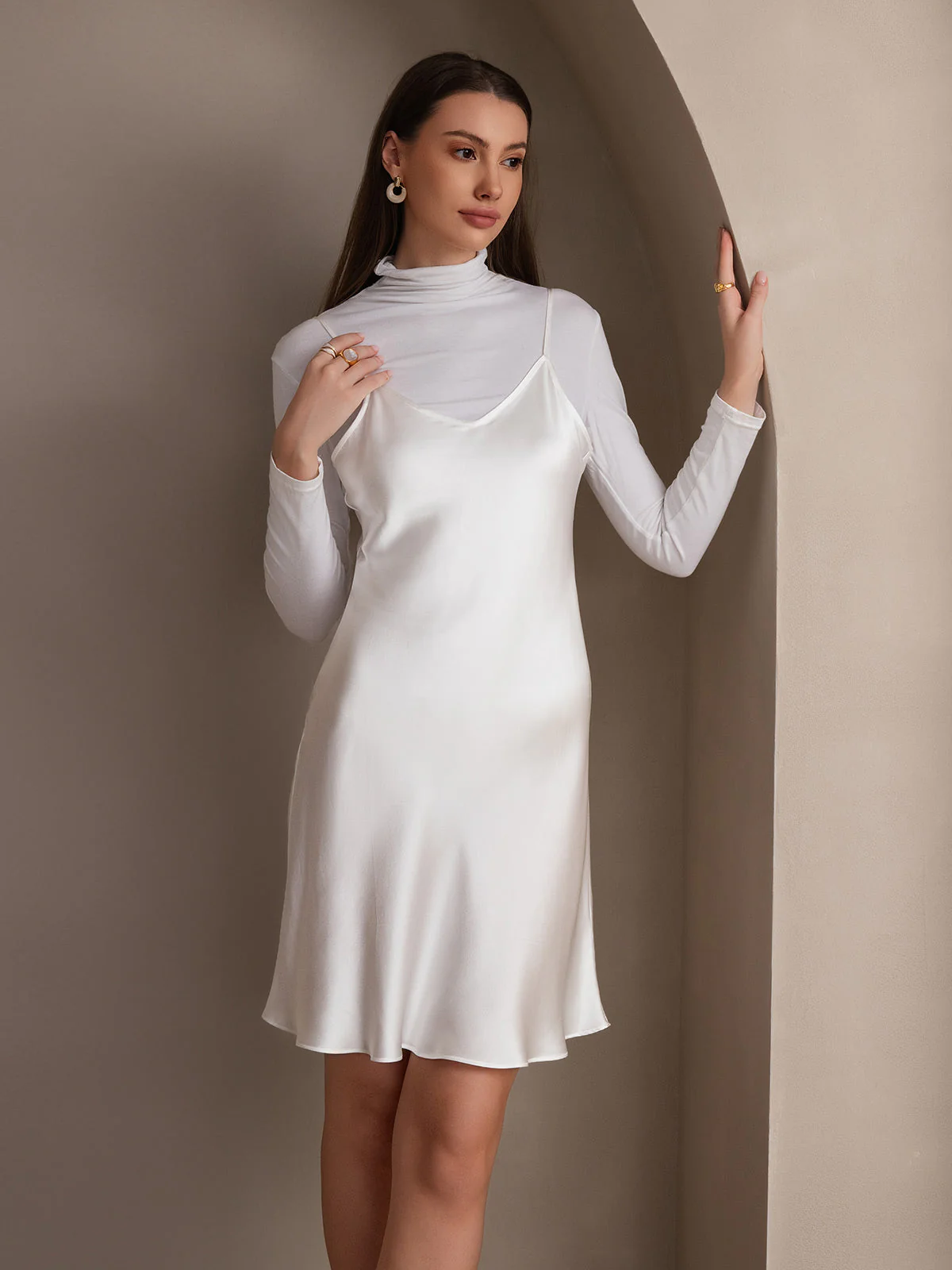 Pure Silk Spaghetti Strap Short Dress - Image 21