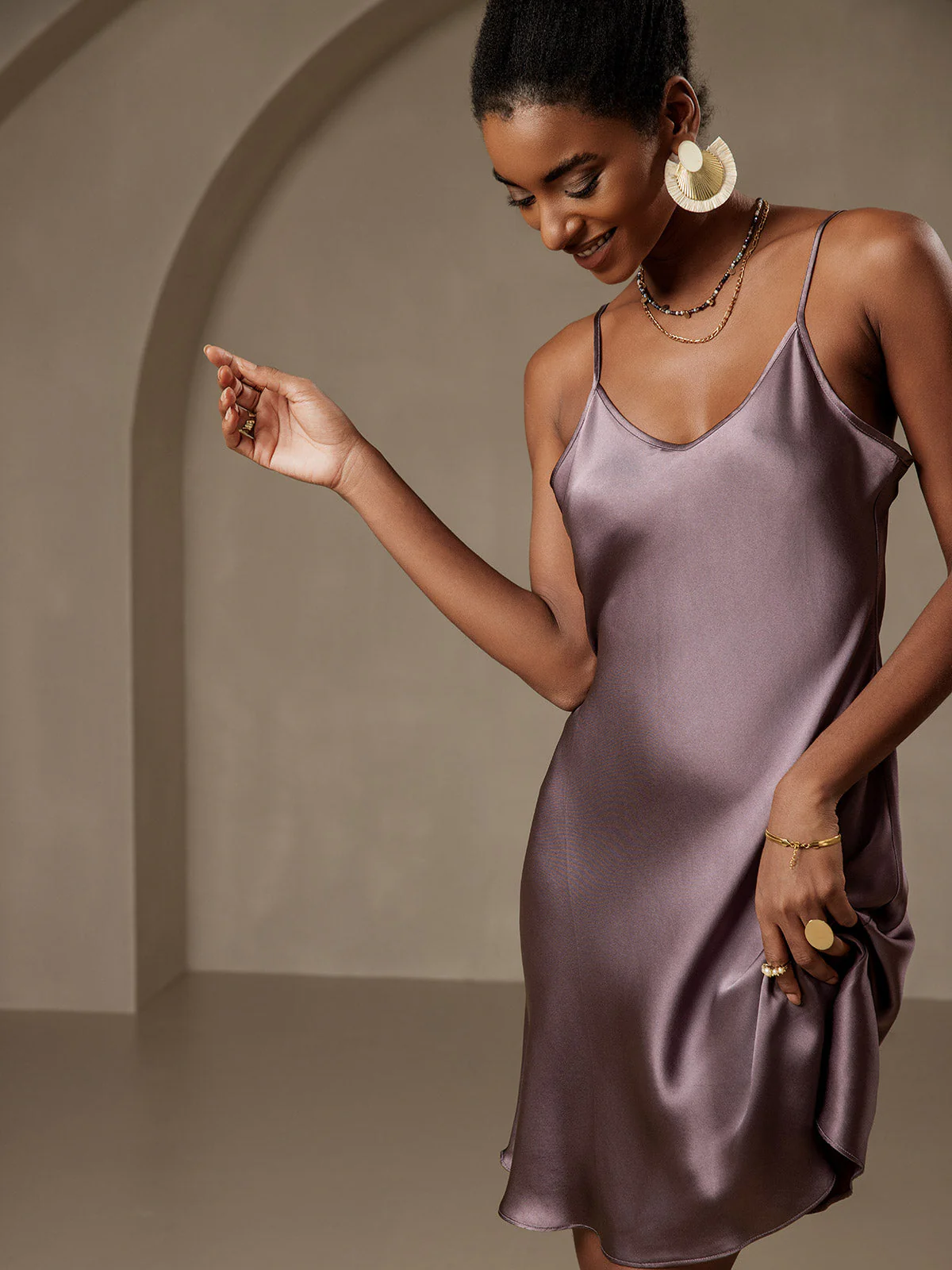 Pure Silk Spaghetti Strap Short Dress - Image 27