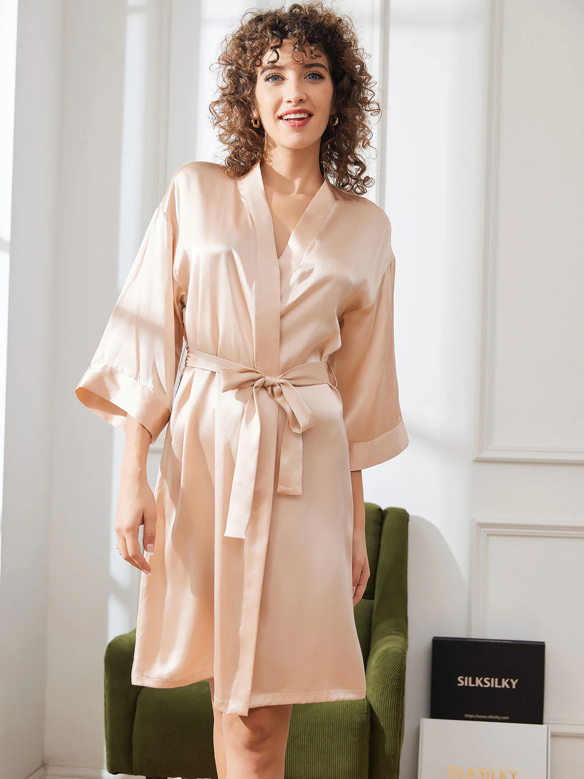 Clearance(US Warehouse) - Pure Silk Women's Kimono Wrap Robe - Image 3