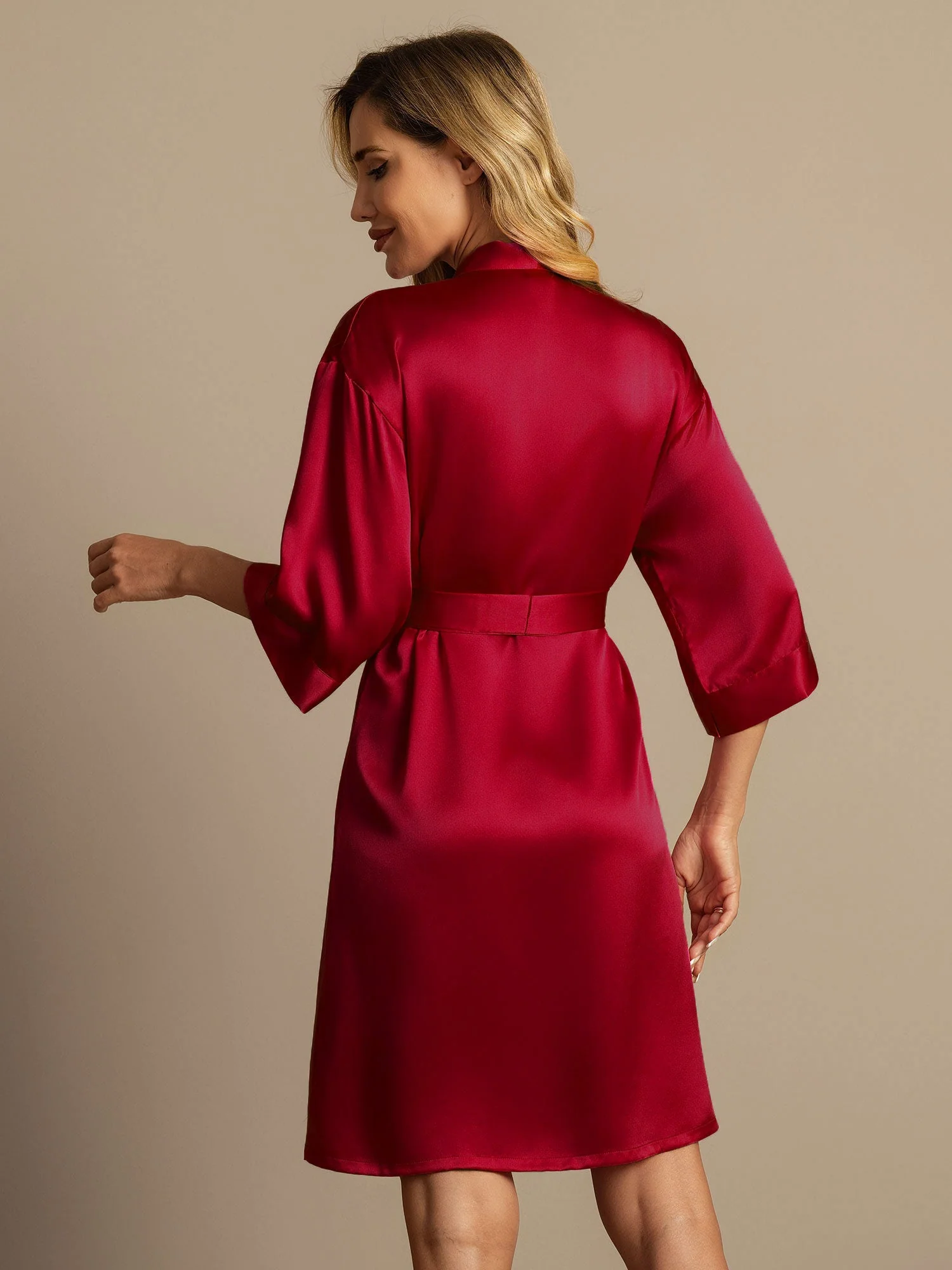 Pure Silk 3/4 Sleeve Women's Kimono Wrap Robe - Image 58
