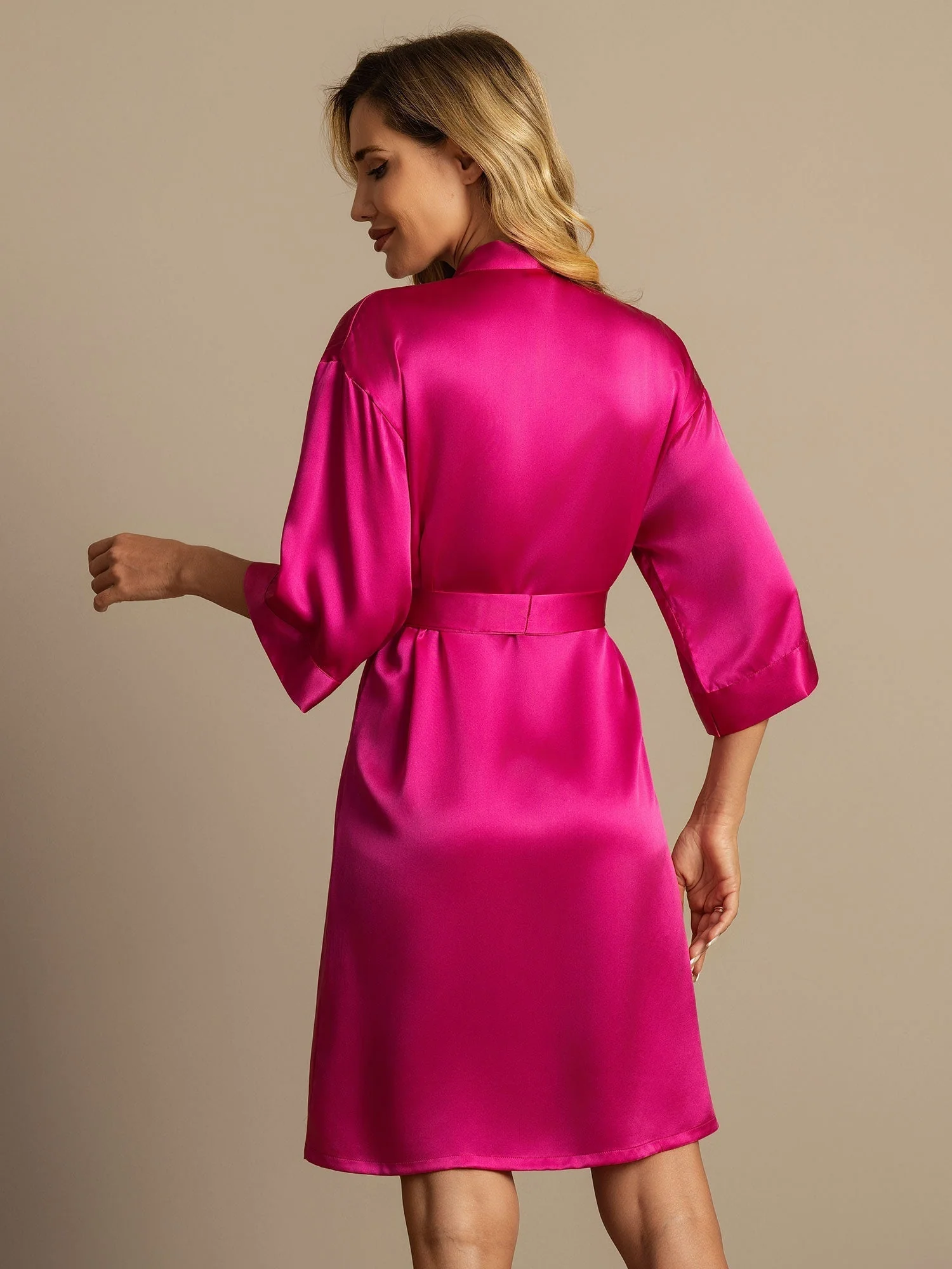 Clearance - Pure Silk 3/4 Sleeve Women's Kimono Wrap Robe - Image 13