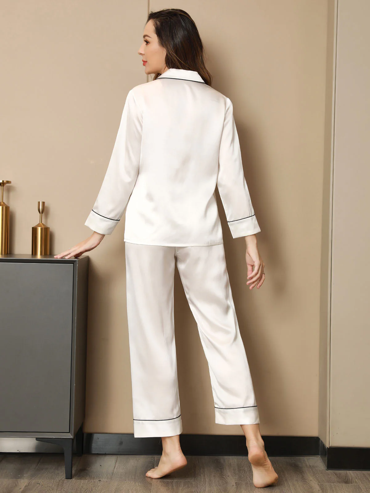 Clearance(US Warehouse) - Pure Silk Long Sleeve Notch Collar Women's Pajamas Set - Image 3