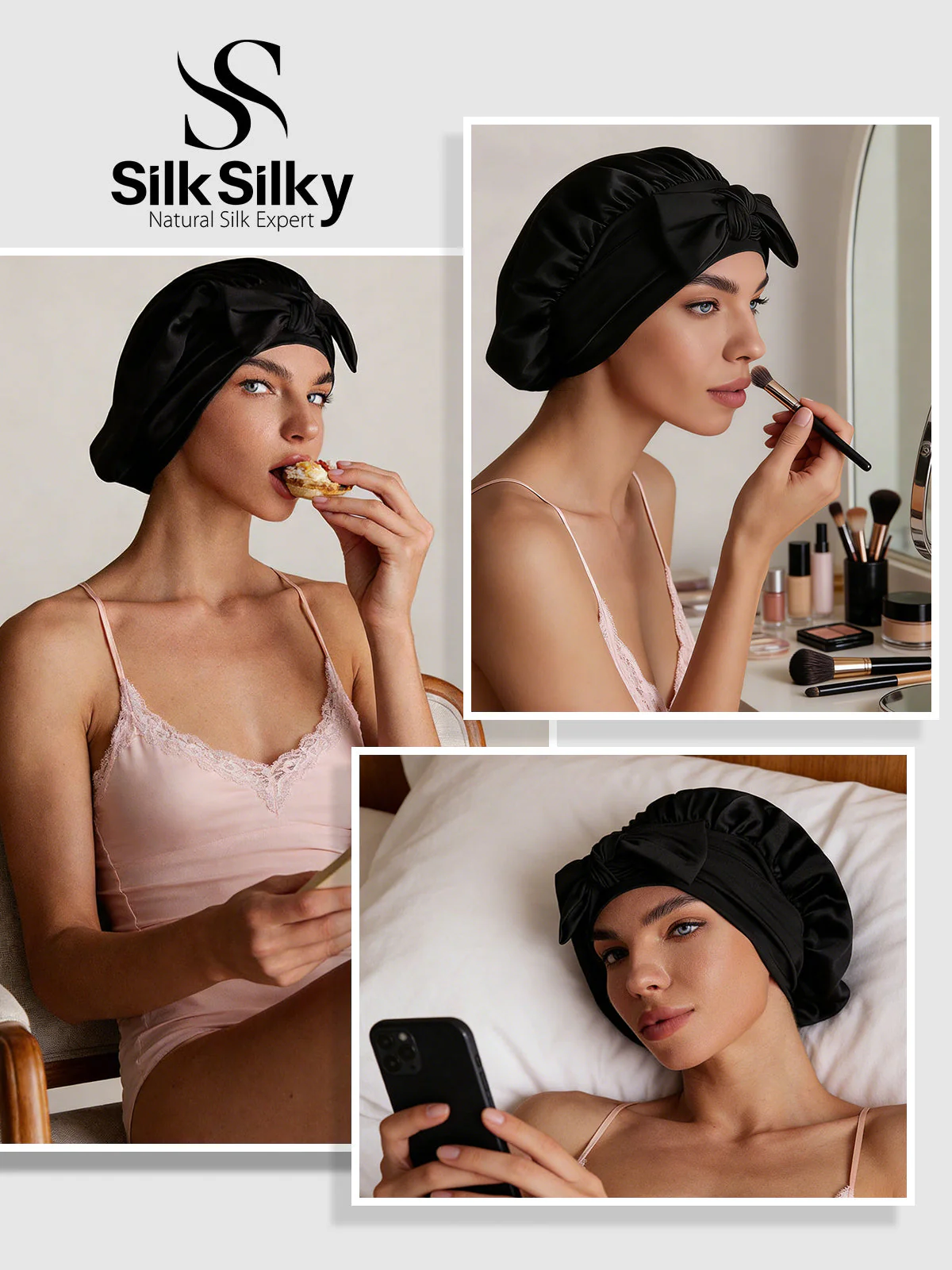 Pure Silk Bowknot Tie Bonnet - Image 23