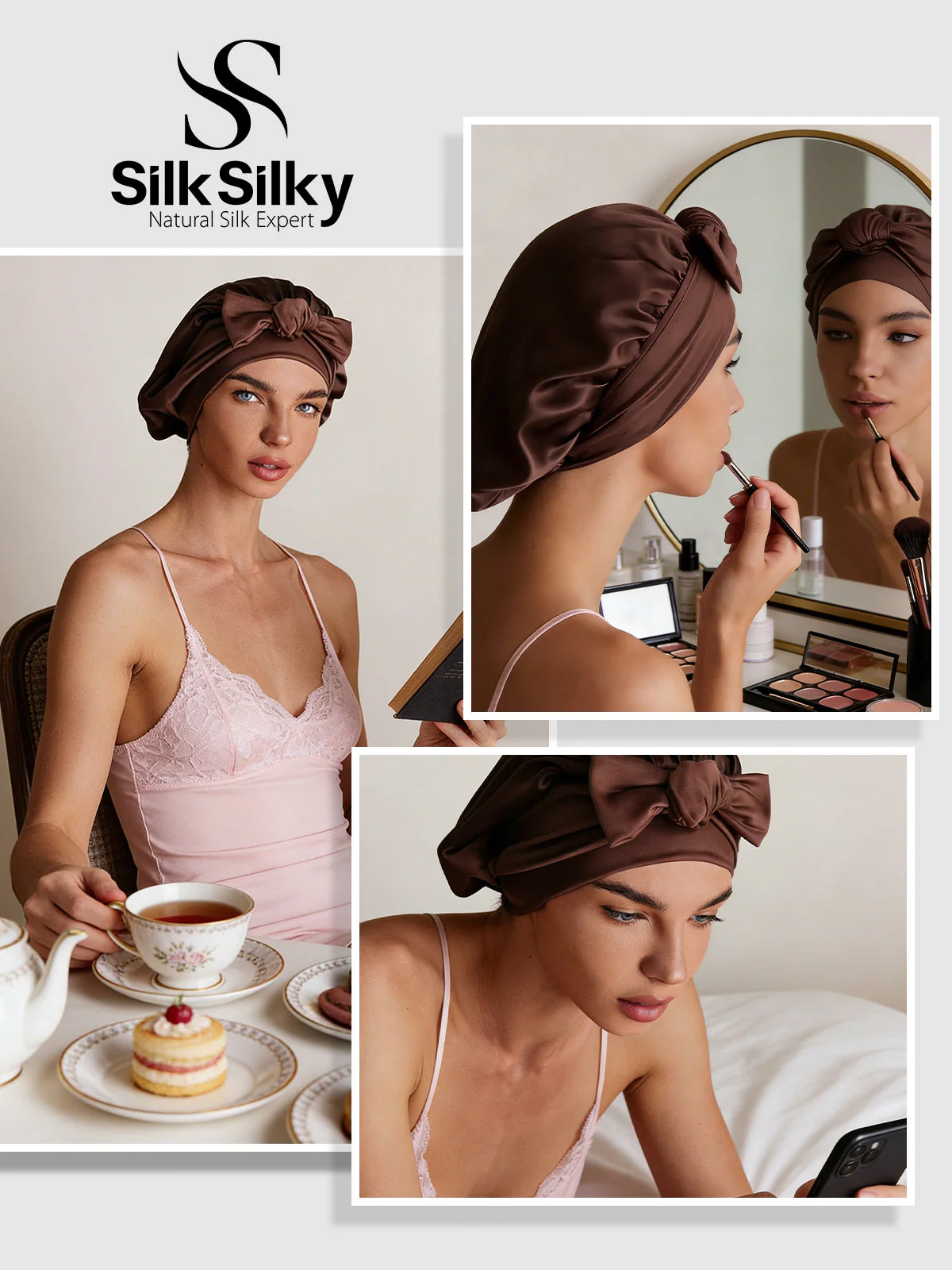 Pure Silk Bowknot Tie Bonnet - Image 29