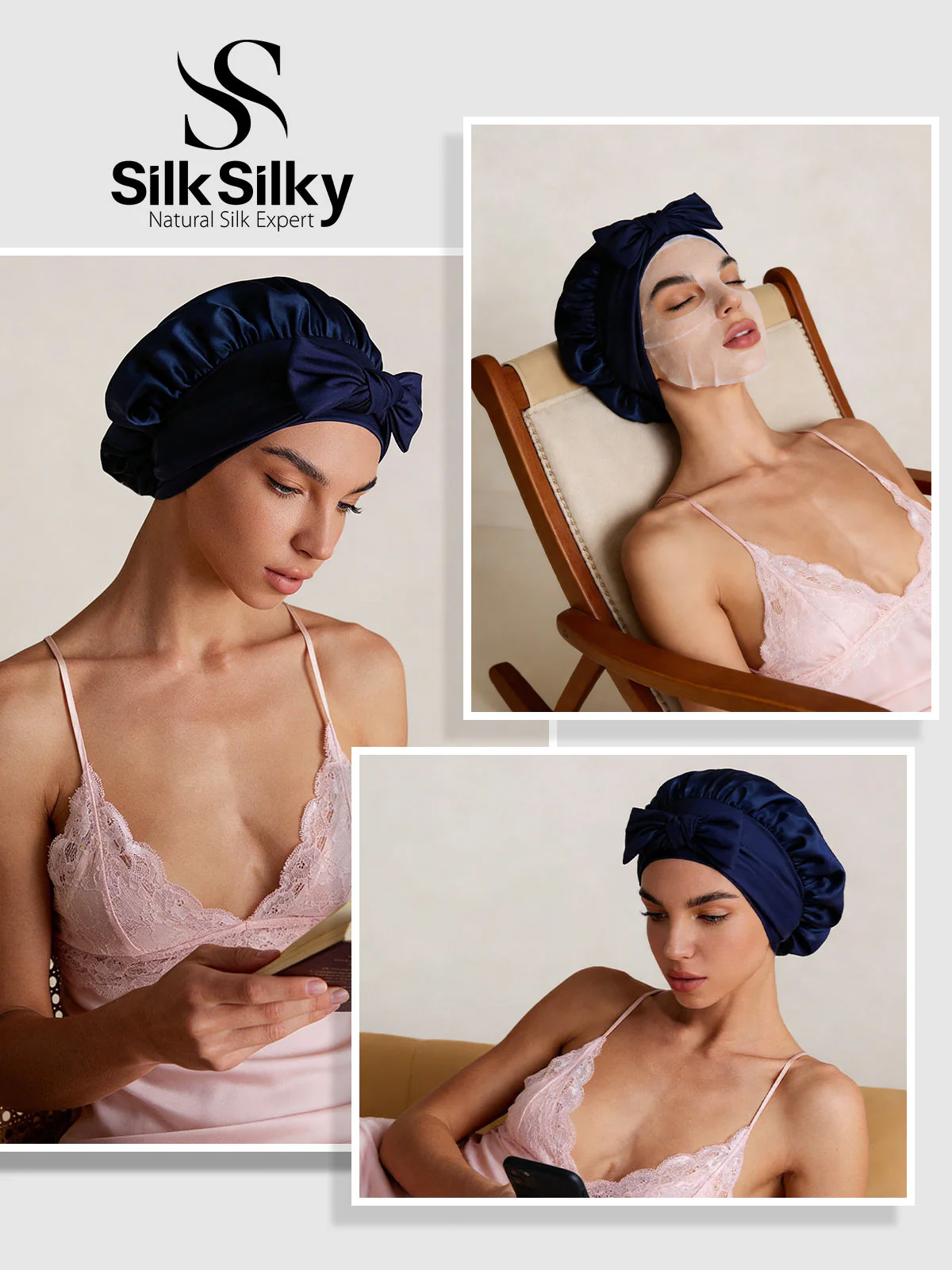 Pure Silk Bowknot Tie Bonnet - Image 35