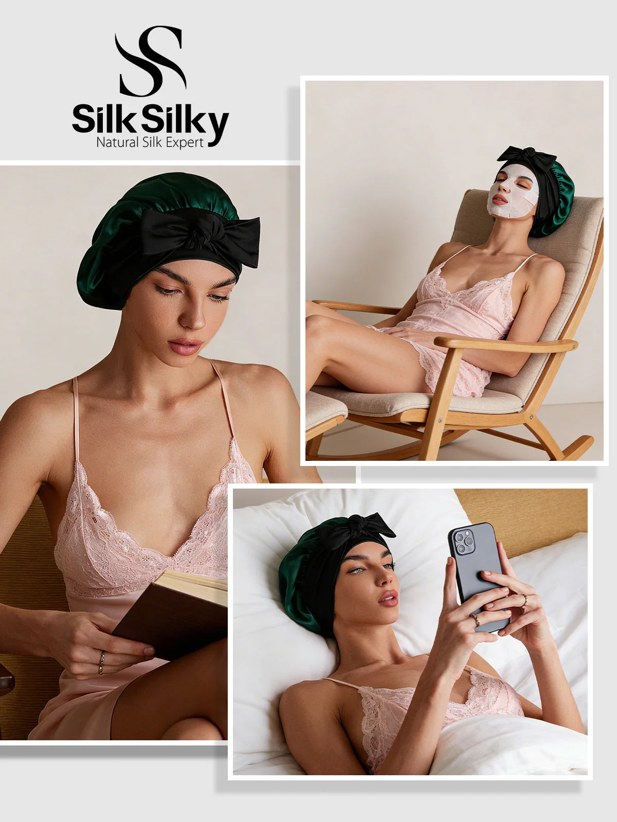 Pure Silk Bowknot Tie Bonnet - Image 47