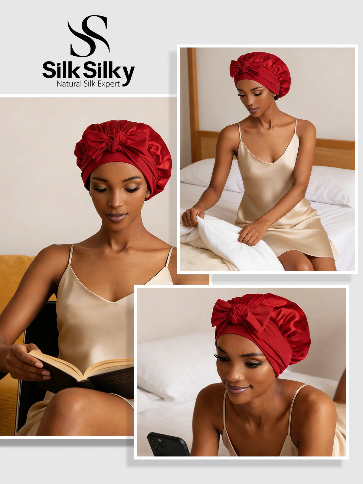 Pure Silk Bowknot Tie Bonnet - Image 65