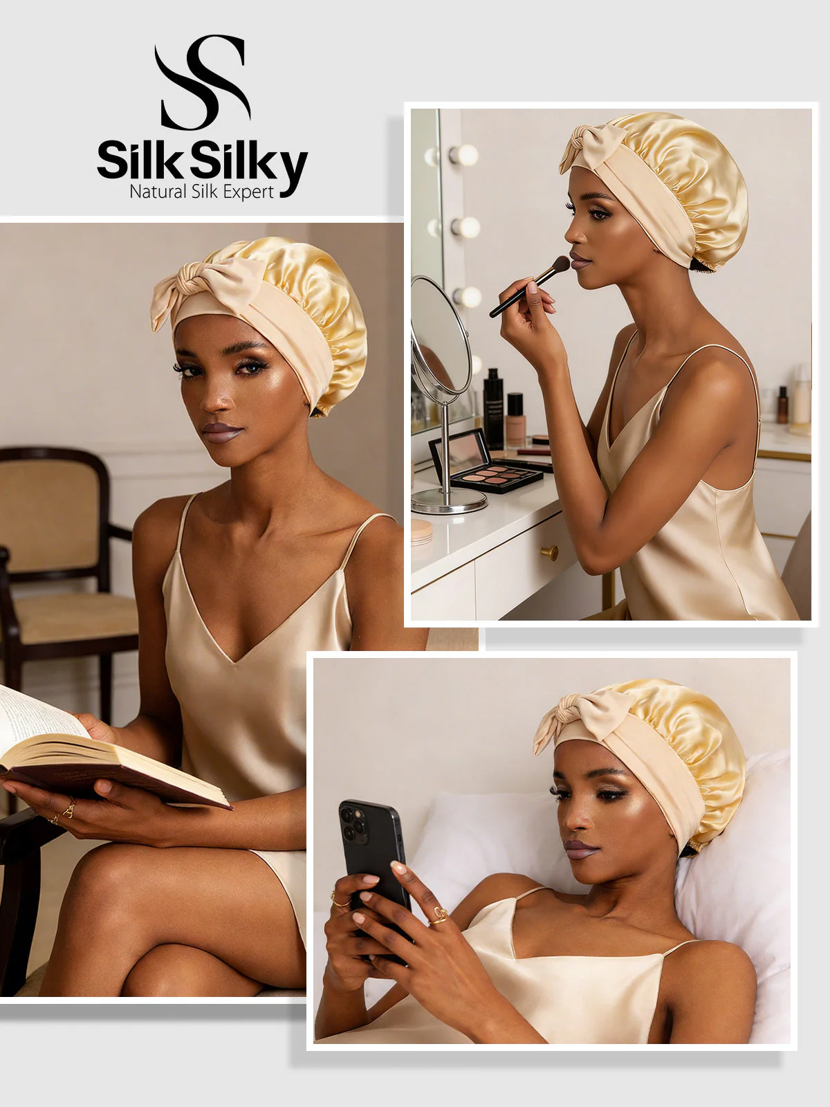 Pure Silk Bowknot Tie Bonnet - Image 71