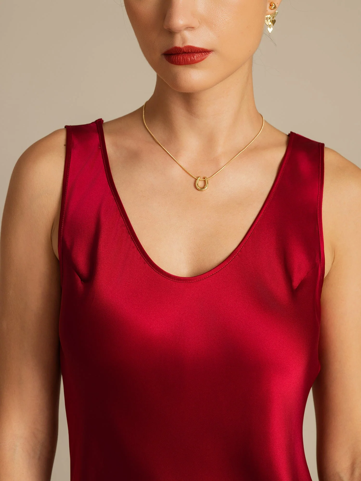 Pure Silk Sleeveless U-Neck Short Nightgown - Image 9