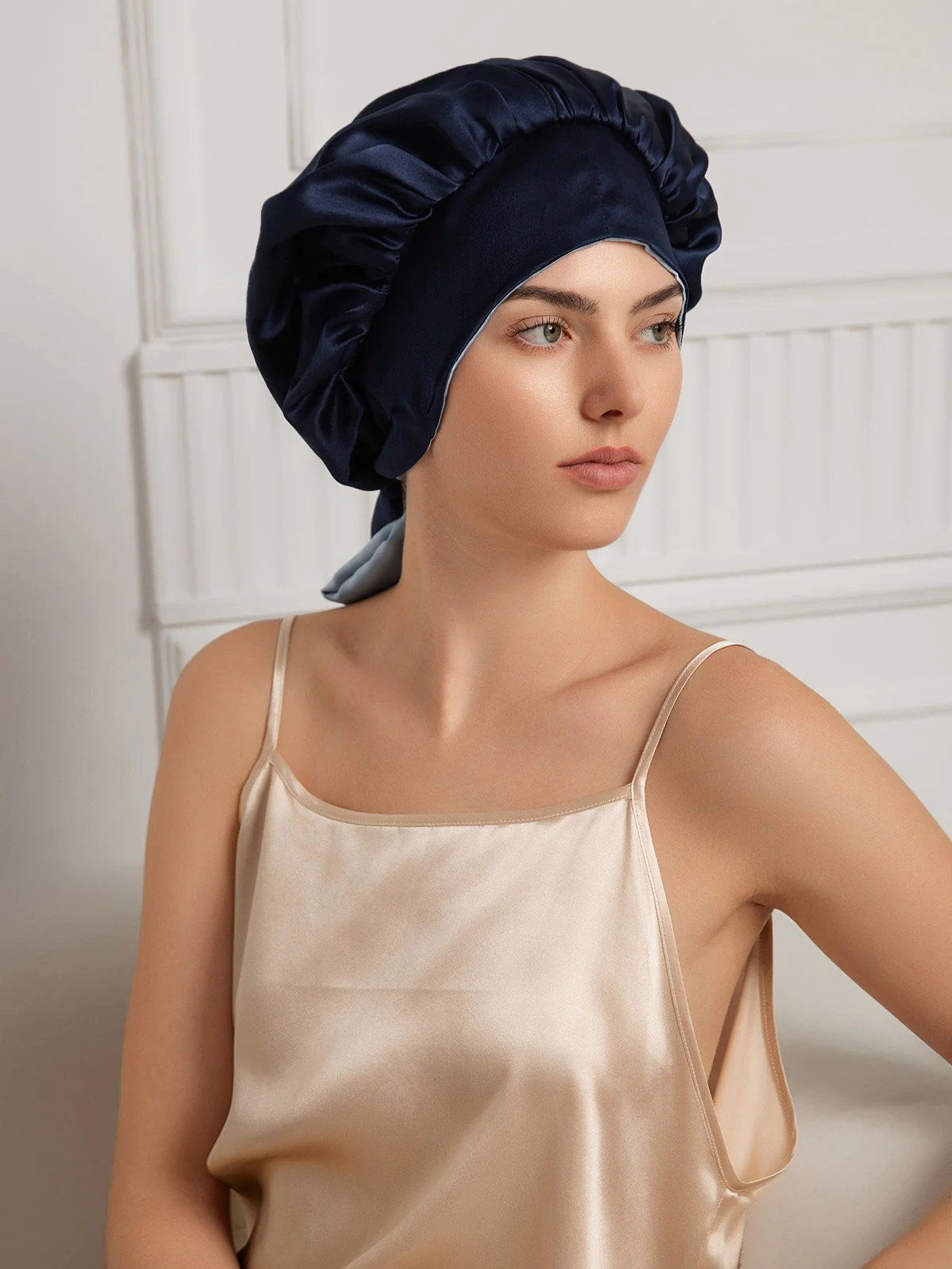 Pure Silk Casual Bonnet with Long Ribbons (Two-tone and Double-sided) - Image 28