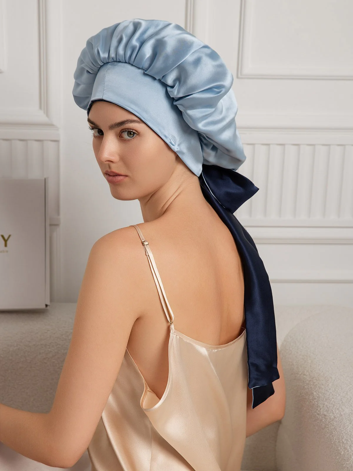 Pure Silk Casual Bonnet with Long Ribbons (Two-tone and Double-sided) - Image 31