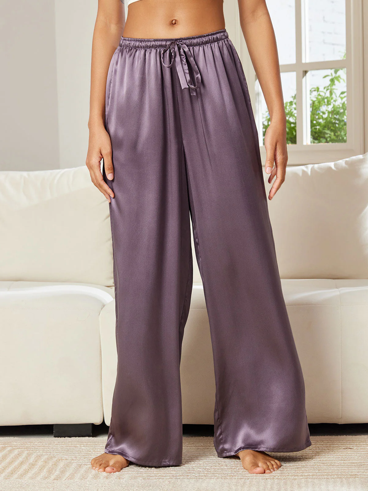 Women's Pure Silk Wide Leg Pants - Image 4