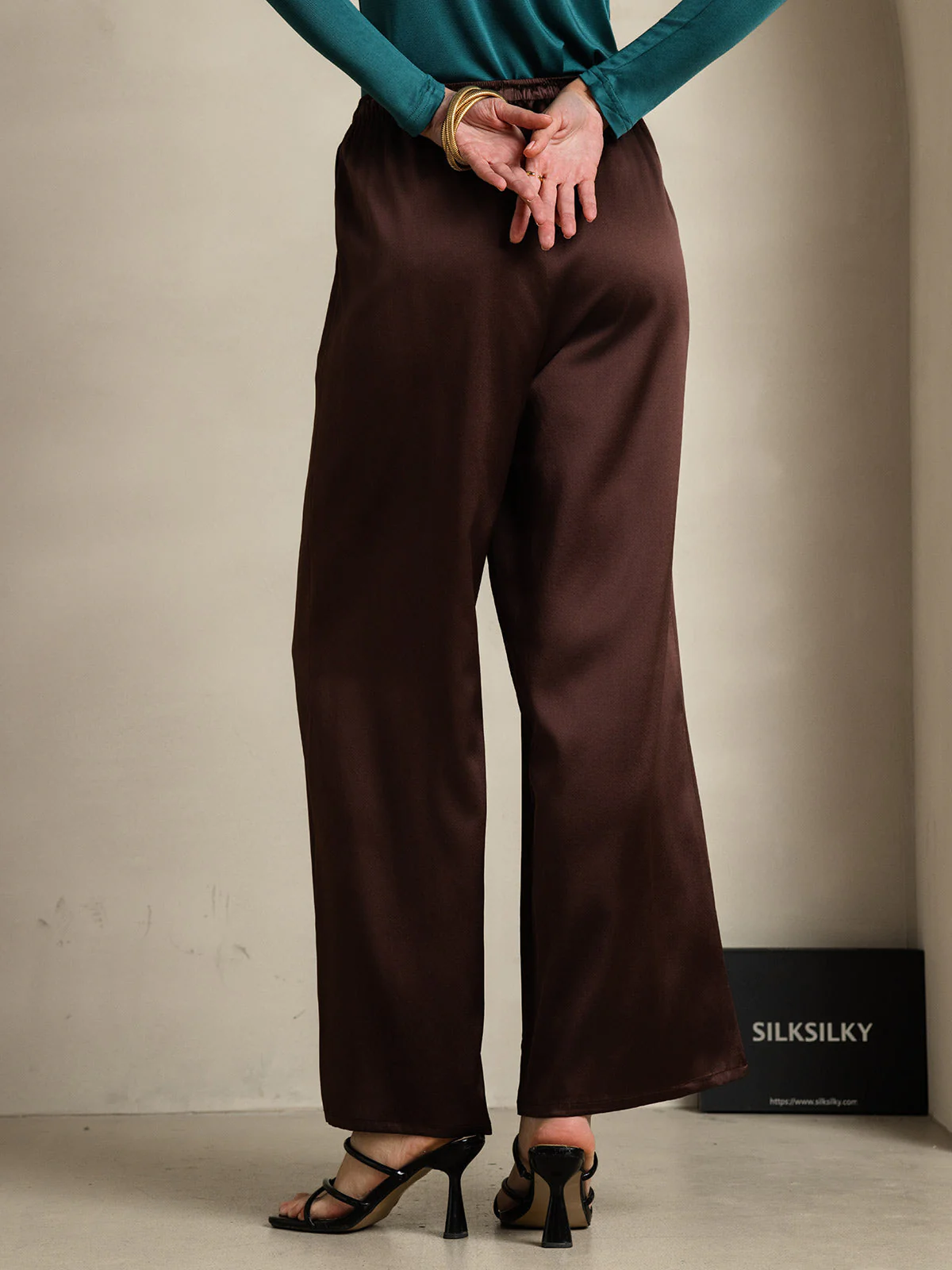 Women's Pure Silk Wide Leg Pants - Image 53