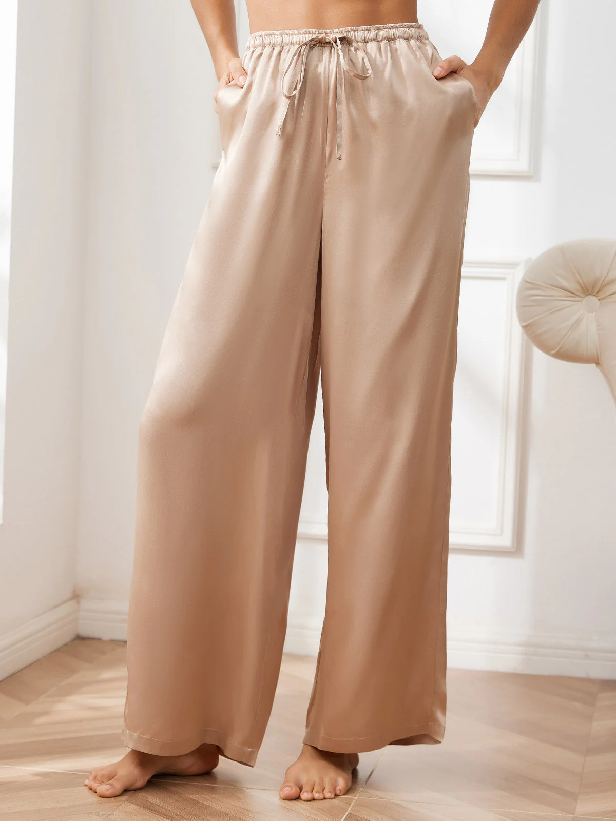 Women's Pure Silk Wide Leg Pants - Image 8