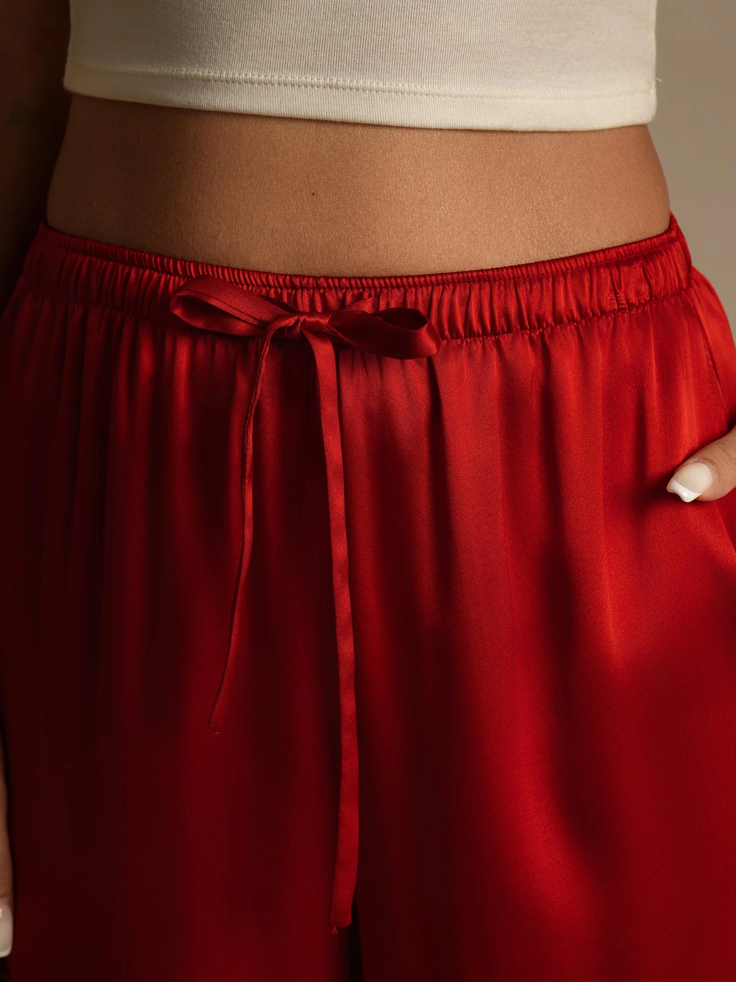Pure Silk Wide Leg Women's Pants with Elastic Waist Design - Image 63