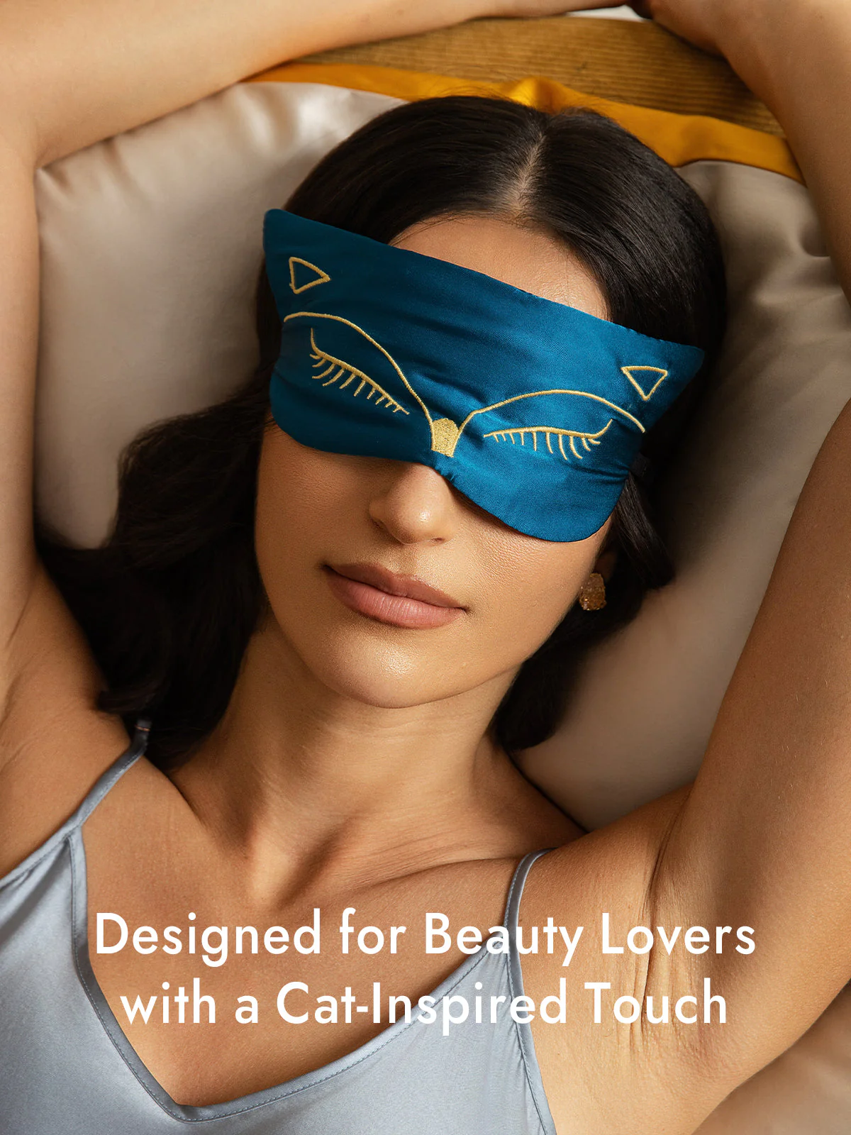 Pure Silk Cat Embroidered Eye Mask - Image 11