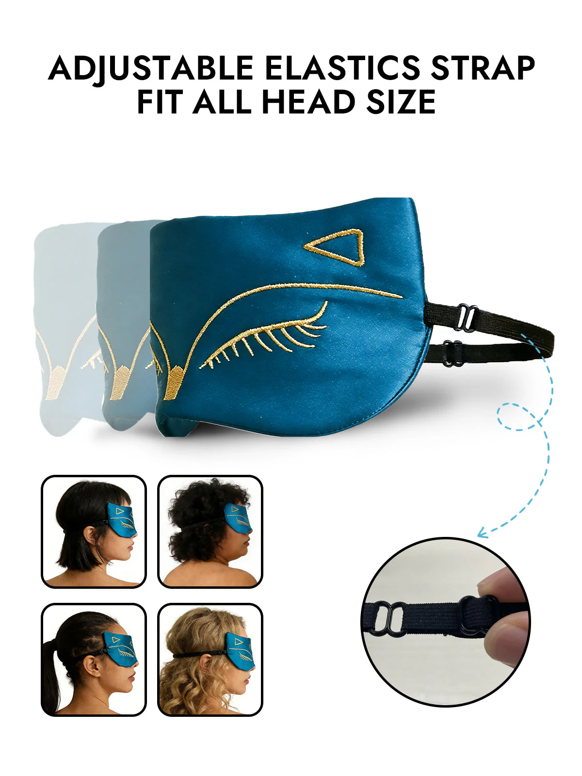 Pure Silk Cat Embroidered Eye Mask - Image 13