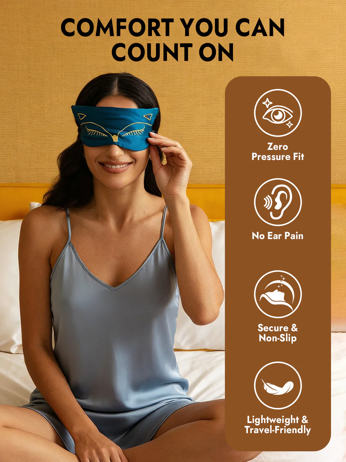 Pure Silk Cat Embroidered Eye Mask - Image 14