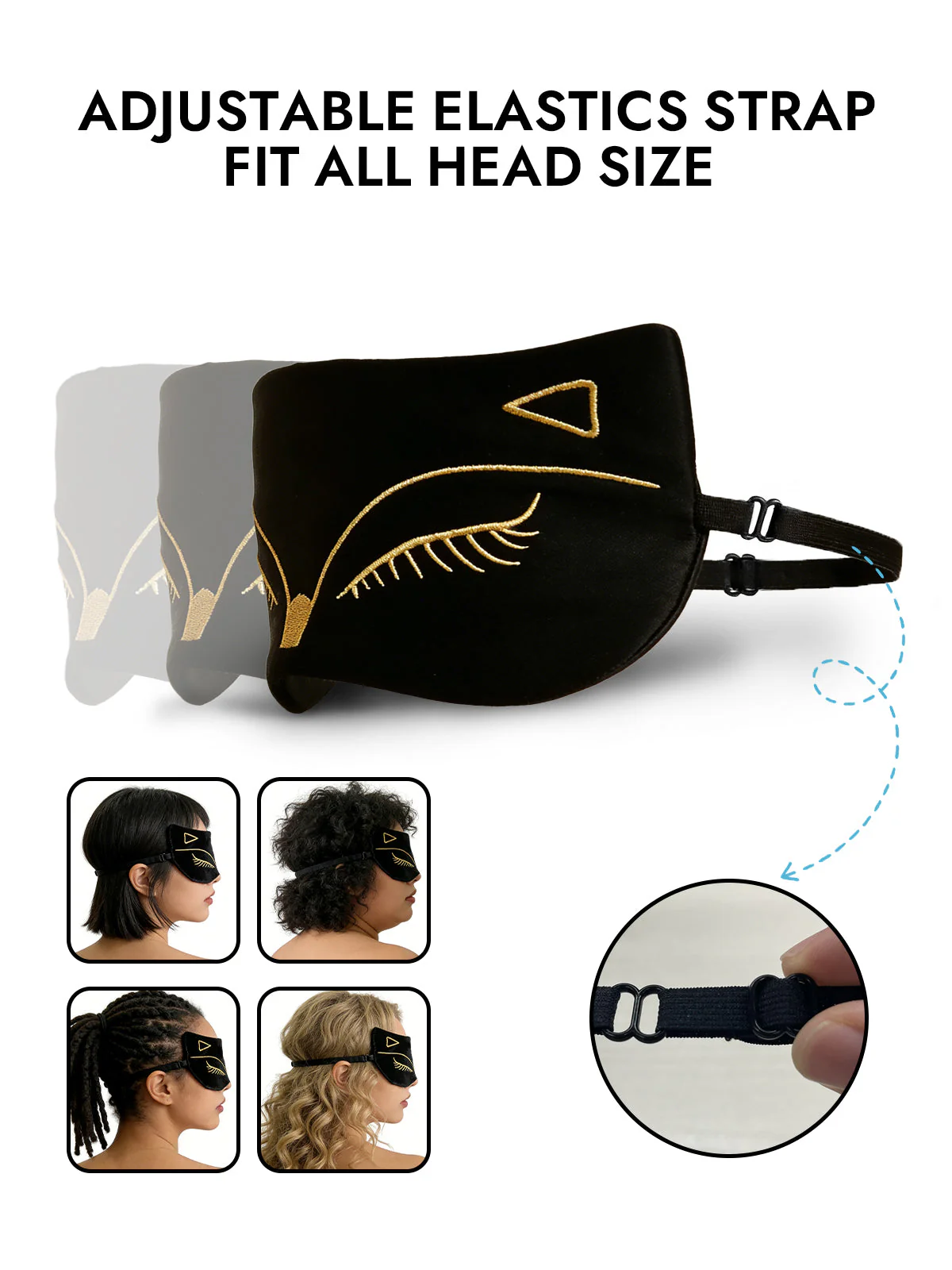 Pure Silk Cat Embroidered Eye Mask - Image 3